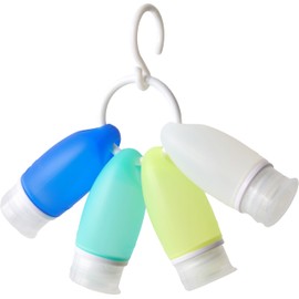 Doico 4 Pack Hangable Leak Proof Silicone Travel Bottles for Toiletries - TSA approved Travel Containers for Shampoo, Conditioner and Bodywash - Easy to Carry and Reach (2oz)