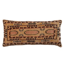 Creative Co-Op Cotton Velvet Embroidered Lumbar Chambray Back, Multicolor Pillows, 36" L x 16" W x 1" H