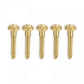 sourcing map Wood Screws M3.5 x 20 mm Slotted Round Head Brass Pack of 50