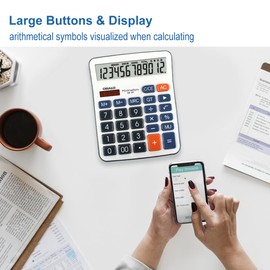 OSALO Calculator Large Buttons Large Display 12 Digit Big Desktop Office Calculator (grey)