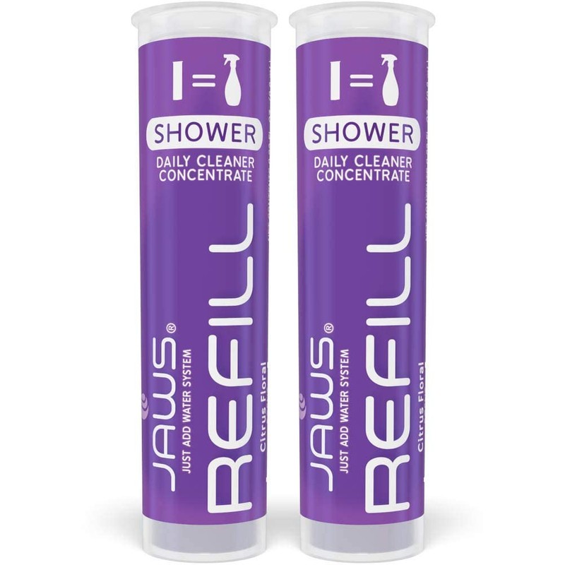 JAWS Cleaner Shower Cleaner Bottle with 2 Refill Pods. Refillable