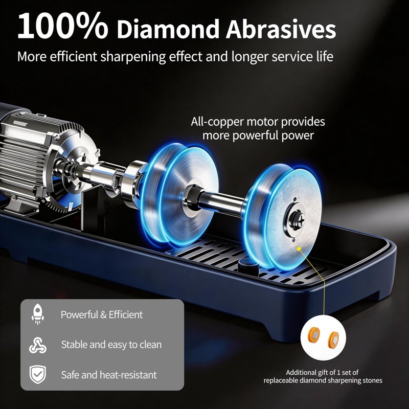 Electric knife sharpener, Professional Diamond Sharpening System with Replaceable Sharpening