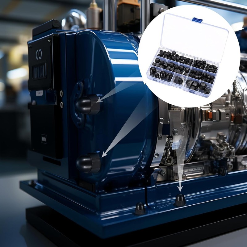 165 Piece Cap Nuts High Shape Set, Black Nylon Hexagonal