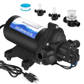 ECO-WORTHY 33-Series Water Pressure Diaphragm Pump Industrial 110V AC 4.0GPM Flow 50PSI Rated Pressure Self Priming RV Fresh Water Pump for Camper Kitchen Bathroom Marine Yacht Caravan