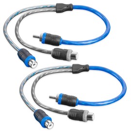 NVX® XIV2F Oxygen Free Copper 1 Male to 2 Female Y-Adapter Twisted Pair V-Series Car Audio RCA Audio Interconnect Cable with Shielded Noise Reduction and Split-tip Silver-Plated Ends (2-Pack)