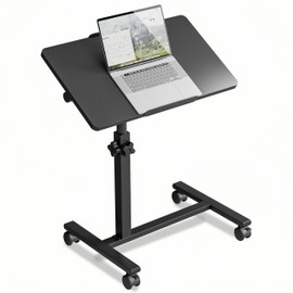 IRUFGLL Medical Overbed Tables Over The Bed Table with Wheels Adjustable Height Bedside Table Rolling Desk Laptop Stand for Couch Bed Table Tray Table Portable Desk-Black