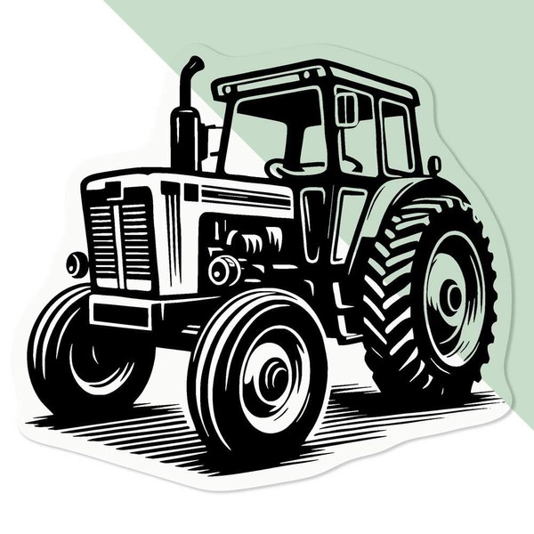 Small 100mm 'Farm Tractor' Clear Static Window Cling Sticker/Decal (Black)