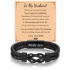 ITESSY Gifts for Husband, Infinity Knot Brown Braided Leather Stainless