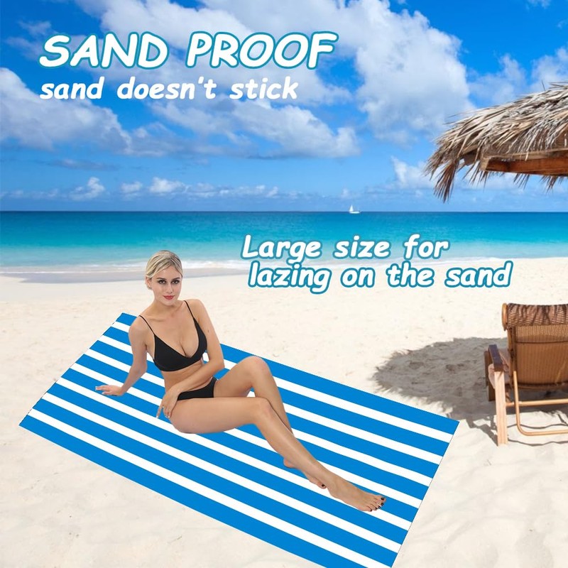 BonGu Beach Towel Oversized Stripe 180x90cm, Quick Dry Sand Free