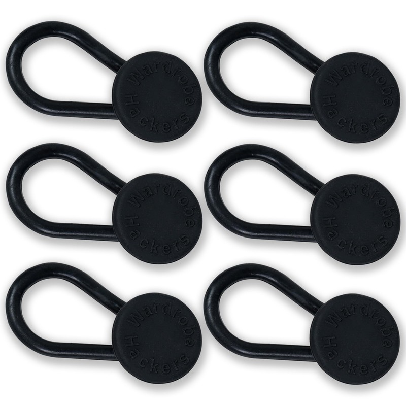 Flexible Waist Extenders for Jeans & Pants, Black (Pack of