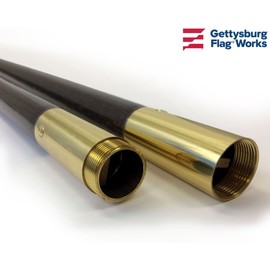 Gettysburg Flag Works 7' Solid Oak Indoor or Parade Flagpole, Made in USA, 1.25" Diameter Two Piece Pole with Gold Brass Screw Joint