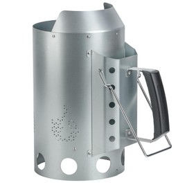 onlyfire Charcoal Chimney Starter, Round BBQ Chimney Starter for Charcoal Grills Barbecue Fire Starter with Heat Shield & Stay-Cool Handle, Sturdy and Easy to Use BBQ Grill Tools for Quickly Lighting