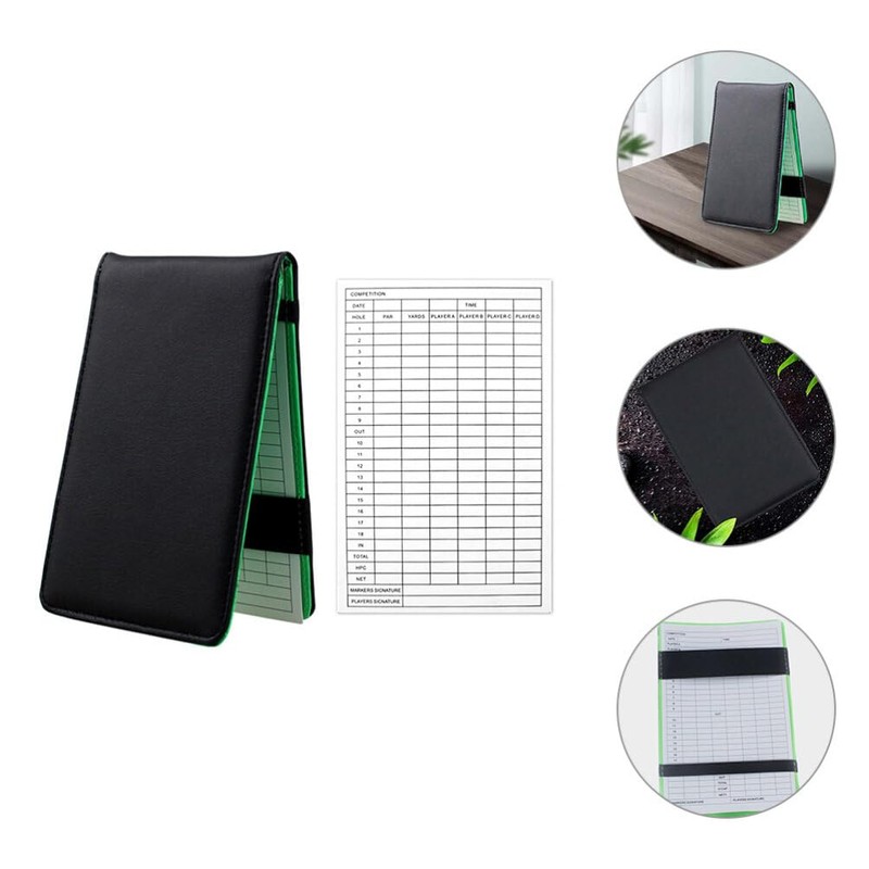 Baluue 1set Golf Scorecards Holder Pu Leather Golf Scoring Book