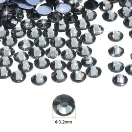 MECCANIXITY 1440 Pcs Hotfix Rhinestones Flatback Crystal Glass Gems for Crafts Clothes DIY Decoration(SS12 3.2mm,Transparent Black)