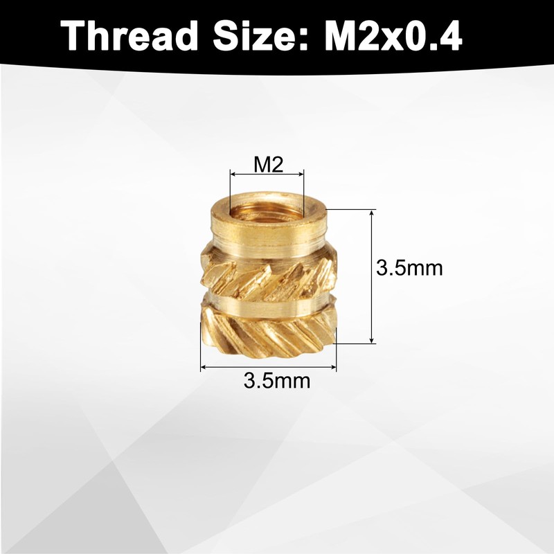QUARKZMAN Pack of 50 M2 threaded inserts made of brass,