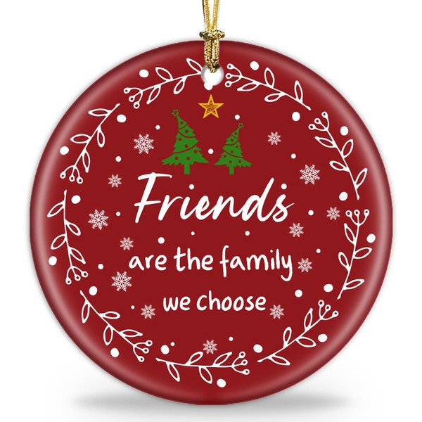 Friend Christmas Ornaments Gifts for Women Men, 3" Ceramic Christmas Tree Friendship Ornaments Decorations Gifts for Friends Coworkers Bestie Sister, Best Friend Birthday Gifts Xmas Decoracion Gift