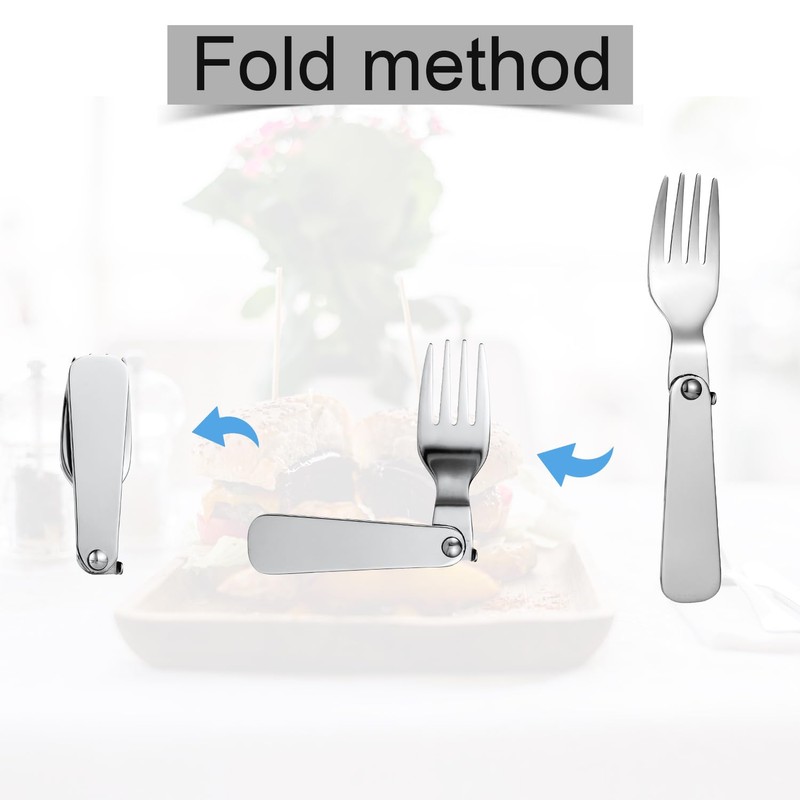 2pcs Replacement Fork for Thermos, Stainless Steel Foldable Folding Portable