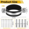 12 Pipe Clamps 50 mm & 12 Hanger Bolts &