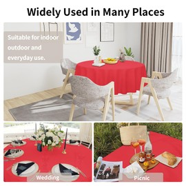 Easy-Going - Mantel de lino sintético impermeable a prueba de derrames, resistente a las manchas, tela decorativa sin arrugas, para cocina, comedor, fiesta, bodas, restaurantes (70 pulgadas, redondo,