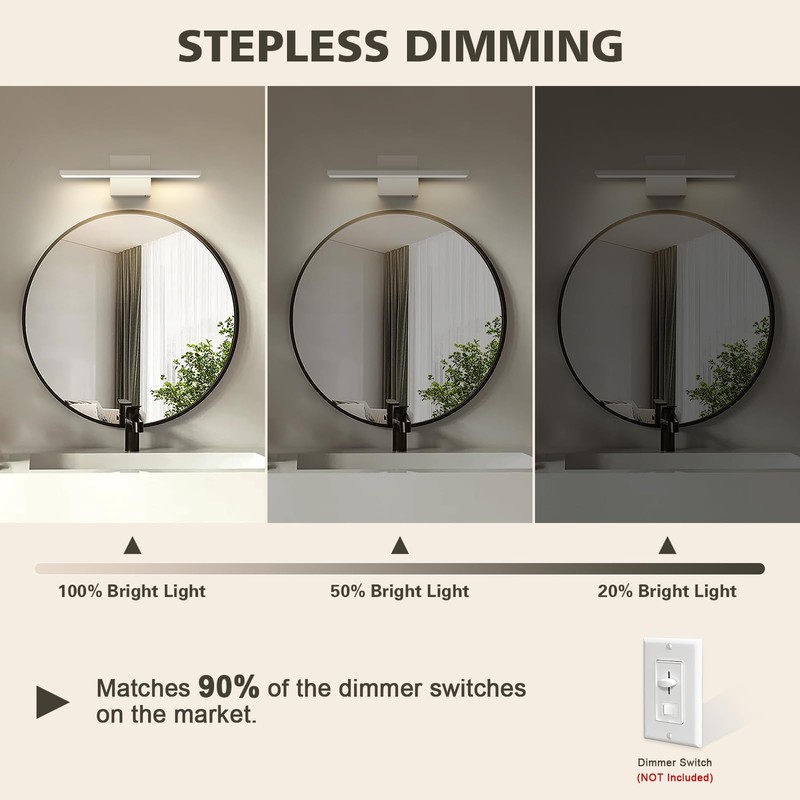 JUSHENG Brushed Nickel Vanity Lights for Bathroom Light Fixtures 5CCT