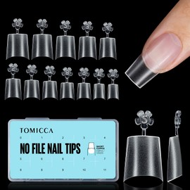 TOMICCA 510PCS Short Coffin French False Nail Tips, Half Cover Acrylic Matte False Nail Tips, Artificial Nails Tips for Acrylic Extensions, Salon Nails 12 Sizes