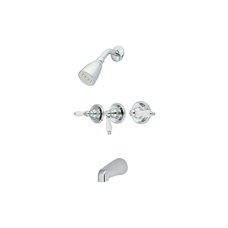Kingston Brass KB231PL Tub and Shower Faucet with 3-Porcelain Lever