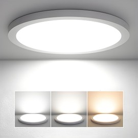 GongYe 2 Pack 20 Inch Round LED Ceiling Light with Triac Dimming & 3 CCT Options (3000K/4000K/6500K) - 40W Super Slim Flush Mount Panel for Bedroom, Kitchen, Hallway, Garage & Office