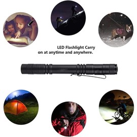MODOAO Portable Flashlight with Metal Clip, 200 Lumens Penlight Flashlight Tactical Torch with Clip, Two AAA Batteries (Not Included), Pocket Penlight Portable Emergency Light (24 Pcs)