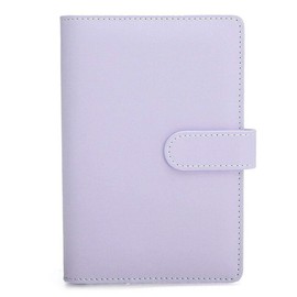 TOOLSTAR A5 PU Leather Notebook Cover Refillable Binder Rings Replacement Journal Notepad Cover with Business Card Pocket Writing Diary Cover - Purple 17.5 x 23 cm
