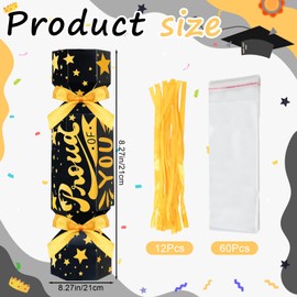 Motipuns 6 Pcs Graduation Surprise Money Pull out Pouch for Cash Gift, 2025 Money Holder Box Candy Funny Congrats Grad Party Gift DIY Kit for Women Men (Black and Gold)