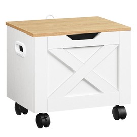 MAHANCRIS Rolling Filing Cabinet, Small File Cabinet Under Desk with Single Drawer, Hanging File Organizer for A4/Letter-Size Documents, Organizer Box, for Home Office, White and Natural FCBN4001