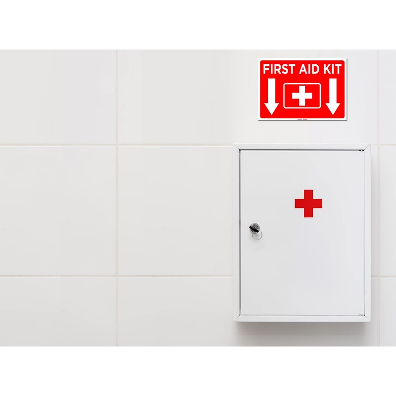(Set of 2) First Aid Kit Sign - 10" x