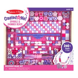 Melissa & Doug Deluxe Collection Wooden Bead Set With 340+ Beads for Jewelry-Making