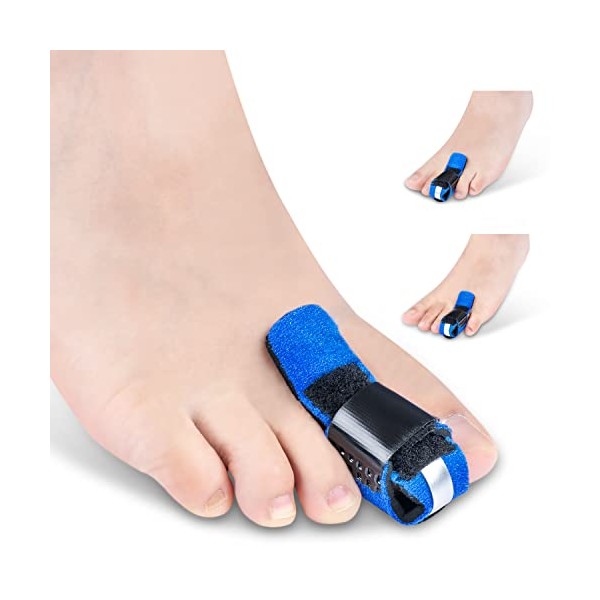 Toe Splint,U-Shaped Toe Corrector Brace, Toe Straightener of Adjustable Fixed Support,For Toe Injuries,Fractures,Sprains,Overlapping Toe,Hammer Toe,Claw Toe,Crooked Toe,Fits Men And Women - Blue