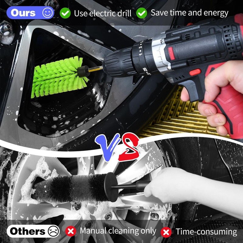 Drill Brush for Car Wheel and Bottle, Highly Dense and
