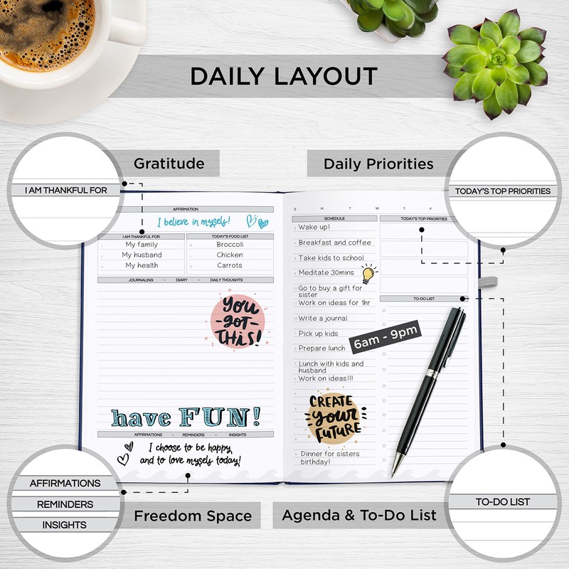 Live Whale Daily Planner - 90 Day Organizer Mindfulness Journal