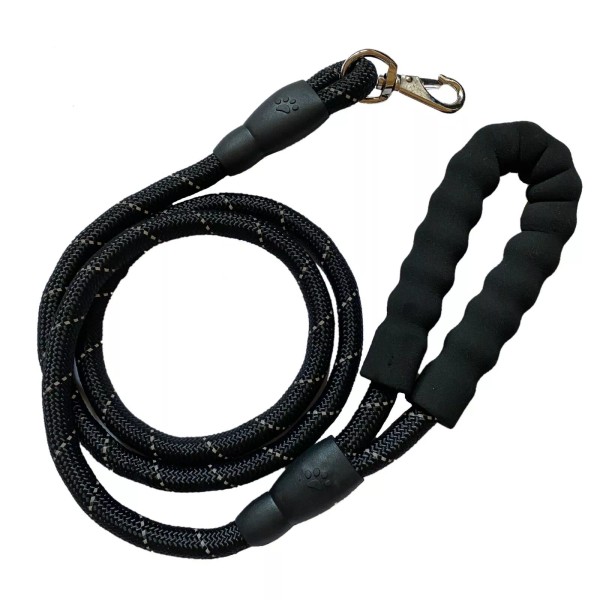 Unbranded 5 FT Black Nylon Dog Leash Padded Handle Reflective