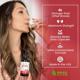Maxx Herb Red Maca Root Extract - Max Strength Liquid Drops Absorb Better Than Powder or Capsules, for Stamina, Memory and Focus - 4 Oz Bottle (60 Servings)