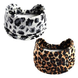 Pack of 2 Leopard Print Headbands, Sports Headbands, Soft Headbands, Breathable, Sweat-Absorbing Headbands, Elastic Headbands, Fashionable Decorative Headbands