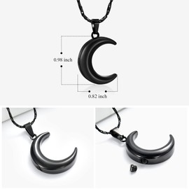 Cremation Jewelry for Ashes Moon Urn Necklace Stainless Steel Memorial Lockets Keepsakes Jewelry for Ashes Pendant - Fill kit