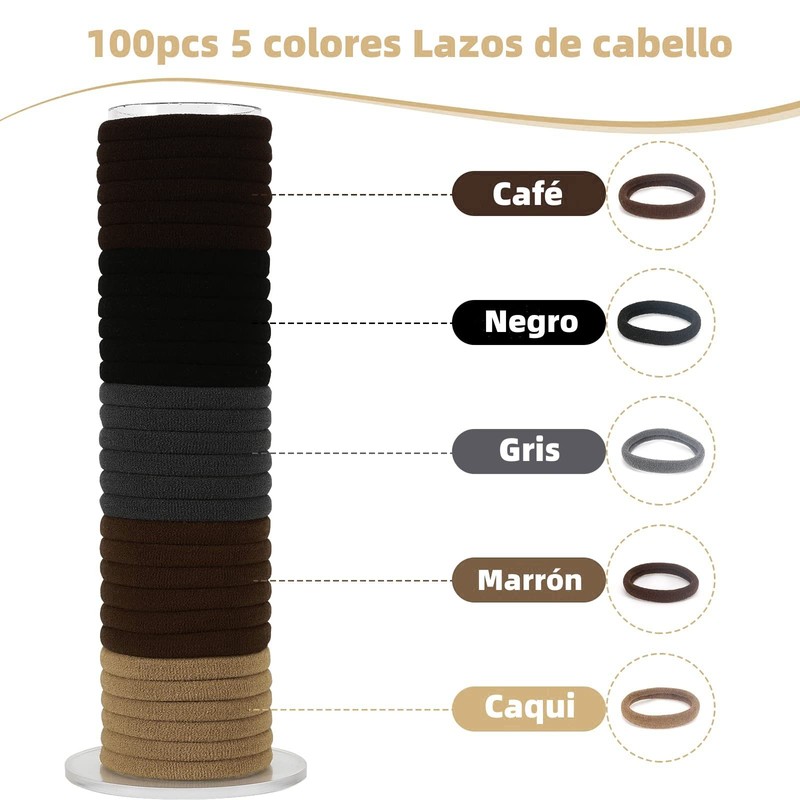 100 Pcs Ligas para Peinar el Cabello Altamente Elásticas, Lazos