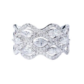 Viyuroyk 925 Sterling Silver Shiny full drill Hollowed out design Cubic Zirconia Rings Diamond Rings for Women Jewelry Findings Earring Backs Findings (US Code 10)