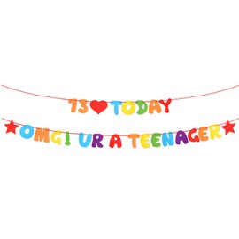 BOFUNX 13th Birthday Banner for Boys Girls "OMG UR A TEENAGER" "13 TODAY" Felt Rainbow Color Bunting Banner Backdrop 13th Teenager Birthday Party Decorations