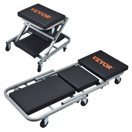 VEVOR Foldable Z Garage Creeper, 40 in, 450 lbs Load Capacity Rolling Folding Mechanic Creeper Stool, with 6 Universal Wheels Padded Seat Steel Frame, Lay Down or Sit Chair for Garage Shop or Home