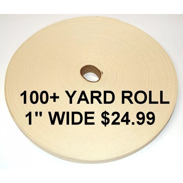 Unbranded 1" WIDE 100+ Yards OFF WHITE BONE NYLON WEBBING