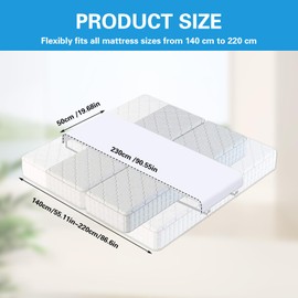 Love Bridge for Mattresses 230 cm, 2-in-1 Bed Bridge, Extra Long Mattress Connector with Attachment Straps and Metal Button, No Slipping, Mattress Connector for Mattresses, Couples and Families