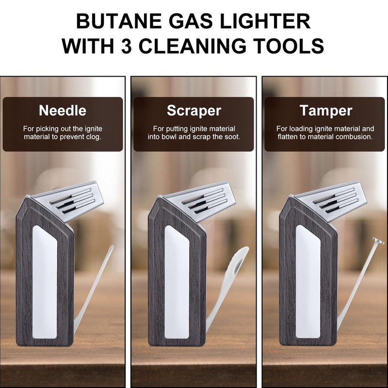 FLABOX 3 in 1 Lighter,Refillable Butane Lighter with 3 Clean