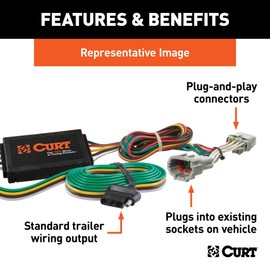 CURT 56093 Vehicle-Side Custom 4-Pin Trailer Wiring Harness for Select Ford Taurus, Lincoln MKS