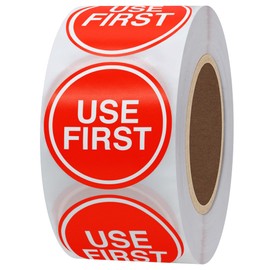 Hylabelest USE First Trilingual Removable Label 1.5 Inch Freezer Stickers Total 500 Labels Per Roll (Red Line)