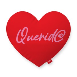 Toothsome Studios Querid@, BFF 2-Pack 15" x 15" Polyester Heart Shaped Pillow Cover (Insert/Filling Not Included), Candy Corazón Theme Plush Throw Valentine's Day Home Decor (2, Querido/BFFPillow)